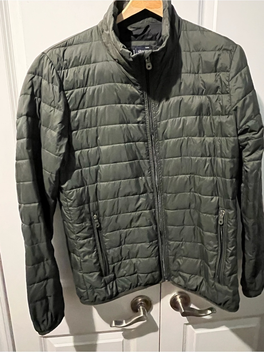 Armani Jeans Dark Olive Quilted Duck Puffer Jacket L